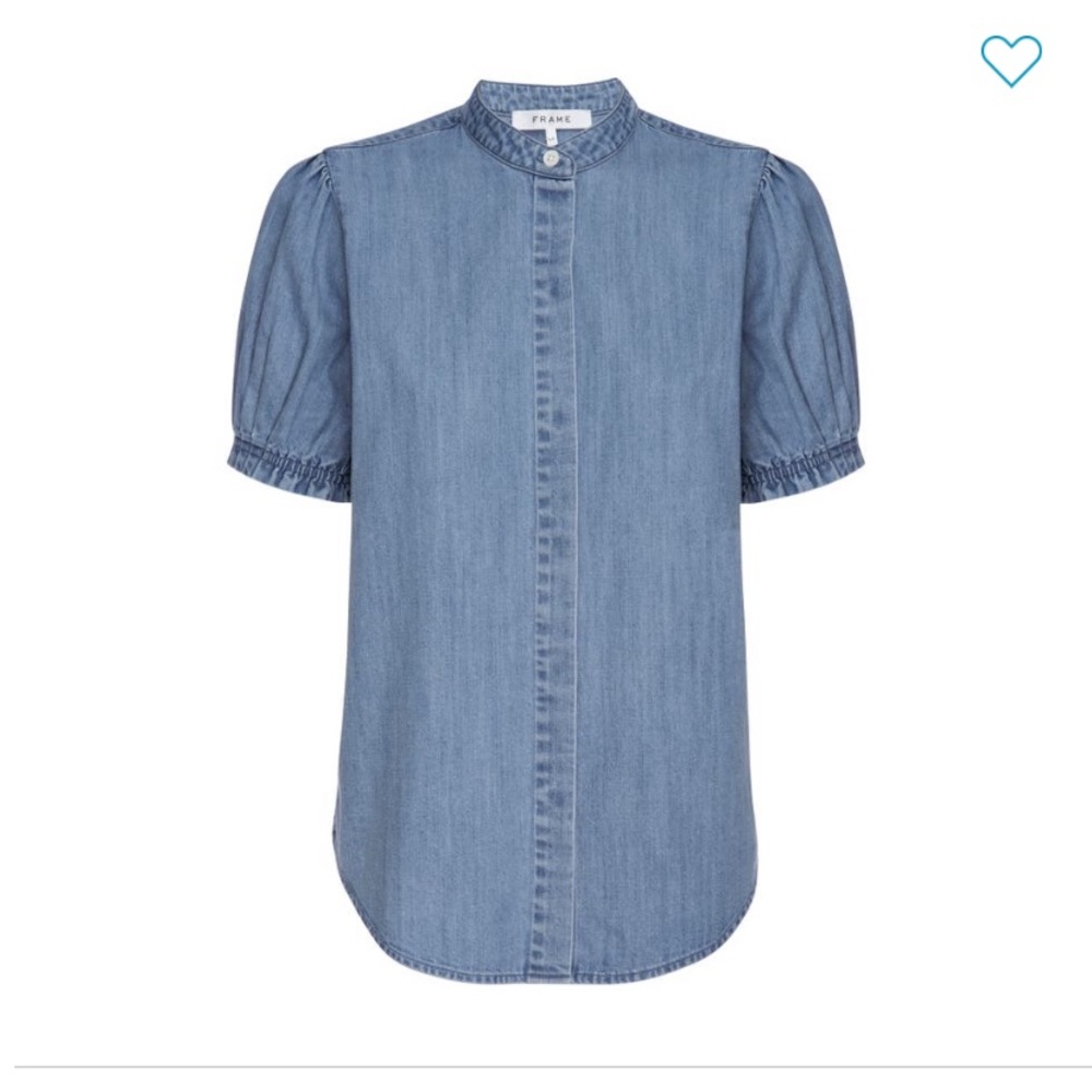 FRAME PUFF SLEEVE CHAMBRAY SHIRT